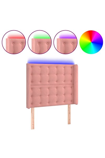 vidaxl Tăblie de pat cu LED, roz, 103x16x118/128 cm, catifea