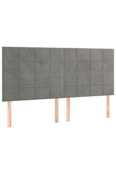 vidaxl Tăblie de pat gri deschis 200x5x118/128 cm catifea