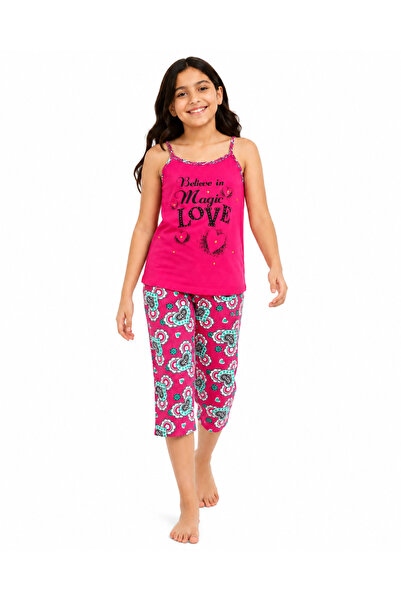 Generic Girls' Summer Magic Love Heart Graphic Suspender Pajama Set