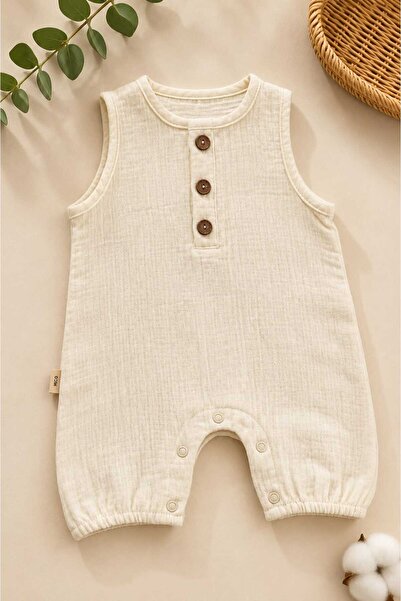 LUNARE Bebek Tulumu 0-3 Ay –%100 Pamuk Müslin Unisex Nefes Alan Yumuşak Yazlı...