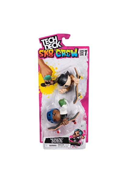 Tech Deck Set 2 mini placi de skateboard cu 2 figurine, Tech Deck, SK8 Crew, ...