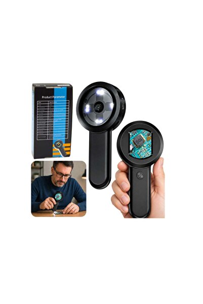 LEAN Lupă digitală portabilă cu cameră HD, mărire 100x, ecran IPS, 8 LED-uri,...