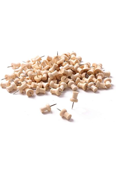 Arabest 100 Pcs Wooden Push Pins,Thumb Tacks,Decorative,Wood Color,for Wall H...
