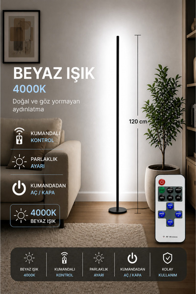 neeko LUMINA Orjinal Beyaz 6000K Kumandalı Lambader 120 CM