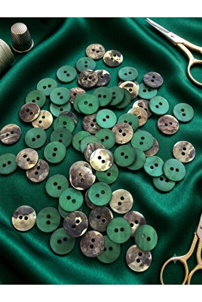 Canan Design 13 mm (24 Pieces) Dark Green Genuine Buttons (20 Pieces)