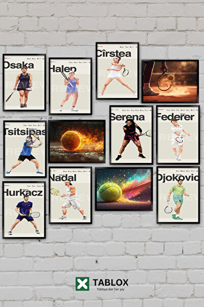 TABLOX 12-dijelni set za tenis, Serena Federer, Nadal, Đoković, legenda, šamp...