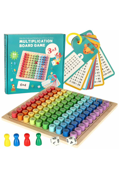 varioshop Tabel de înmulțire din lemn, set educativ de jocuri matematice pent...