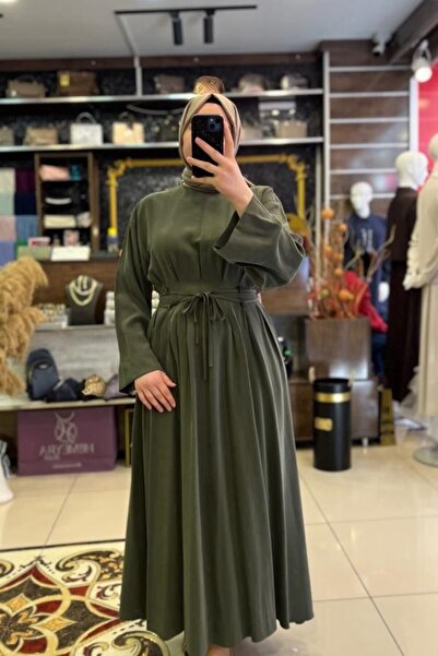 HÜMEYRA BUTİK فستان بتفاصيل حزام خصر منسوج