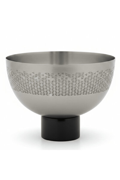AKDC Luhpar Brushed Silver Stainless Steel Candy Bowl with Black Wooden Base ...