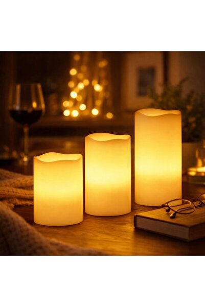 verk group Set de 3 lumânări LED de exterior cu temporizator, iluminat ambien...