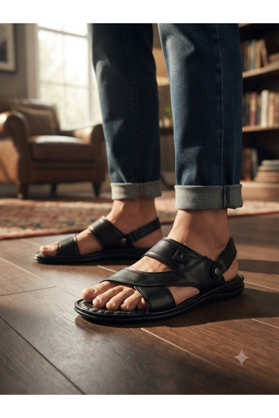 Nehil Konay 4210 Men's Sandals Slippers with Genuine Leather Soft Inner Sole