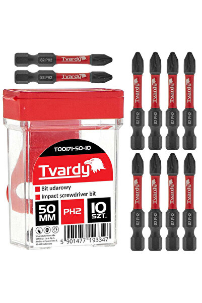 Tvardy Set de biți de impact PH2, 50 mm S2, 10 bucăți, T00171-50-10