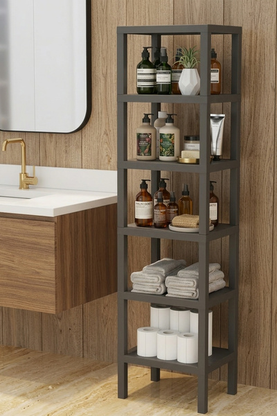 Snippy Console - 6 Katlı Plastik Banyo Mutfak Düzenleyici Mutfak Rafı Banyo Ü...