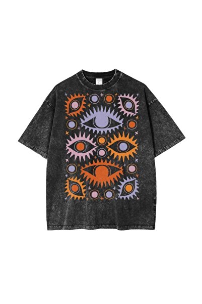 classy moda Unisex Colorful Oversize Printed T-Shirt Streetwear Comfortable F...