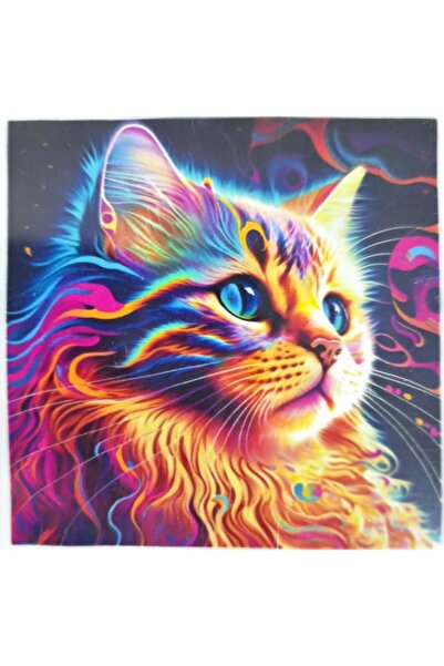 LİVA CRAFT Art & Craft Diamond Mosaic Painting, 30X30Cm Colorful Cat Bead Glu...
