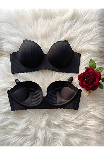 Lavishh 2'li Siyah Straplez Destekli Push-Up Sütyen Şık İç Giyim