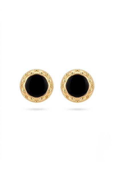 VAREVİA Gold Detailed Circle Earrings