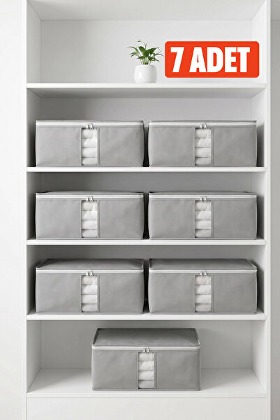 EVSELLA 7’li Antrasit Pencereli Baza Altı Çekyat Hurç Organizer 60×40×22 cm