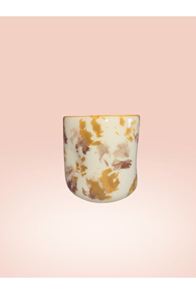 Armaya Ceramic Fırça Darbeli Kulpsuz Parmaklıklı Küçük Espresso Kupası