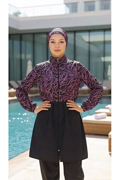 TrendModessa Full Coverage Eye-Catching Beachwear Swim Hijab Swimsuit with El...