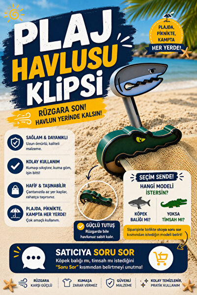 Genç 3D Plaj Havlusu Klipsi - Rüzgar Önleyici Güçlü Havlu Kıskacı ve Mandalı ...