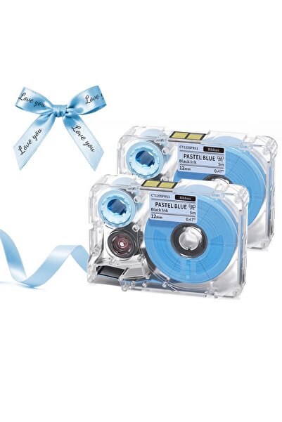 Choice9 2PCS Black on Blue Phomemo A30 P15 Black Print Purple Satin Ribbon 12...