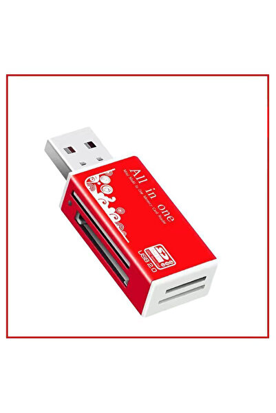 Choice Red Alloy Card Reader 4 Ports USB2.0 Micro SD TF M2 MS Pro Duo MMC SDH...