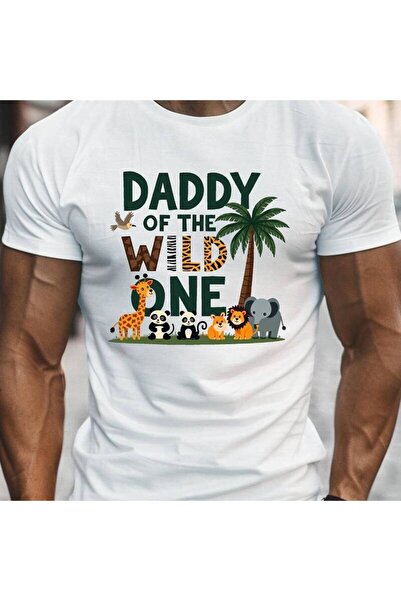 01THEONE تي شيرت رجالي بطبعة حيوانات "Daddy of the Wild One" - تي شيرت صيفي خ...