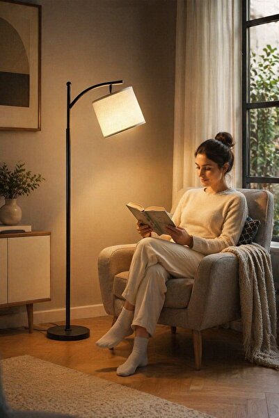 Generic مصباح أرضي من الكتان قابل للتعتيم مع ارتفاع قابل للتعديل، مناسب لغرفة...