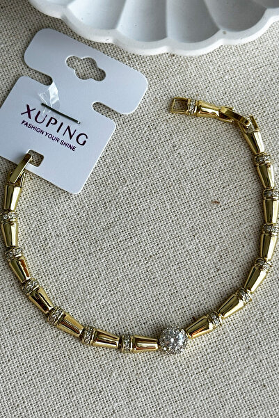 Xuping 14K Tek Taşlı Kadın Bileklik I 17+2 cm Altın Renkli Kadın Bileklik