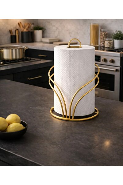 FLORAL FLOWERS ATAİLER Gold Metal Kağıt Havluluk | Şık Mutfak Tezgahı Kağıt H...