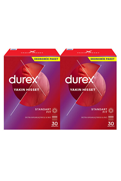 Durex Yakın Hisset Standart Fit Kayganlaştırıcılı Prezervatif 30 lu x 2 Adet