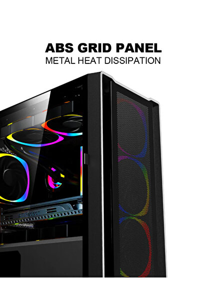 TRUE NORT Aurora ATX/M-ATX/ITX Gaming PC Desktop Computer Case Black with Sid...