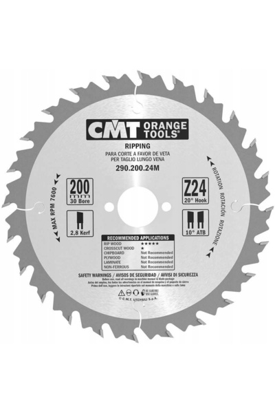 CMT Orange Tools Lamă de ferăstrău circular 200x30x2,8 24 dinți 290.200.24M