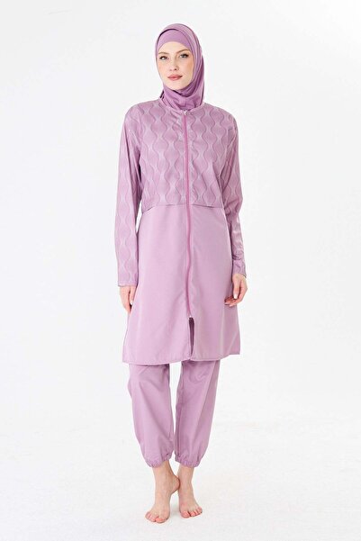 Fantasy Full Covered Plus Size Parachute Fabric Patterned Hijab Swimsuit Pink...