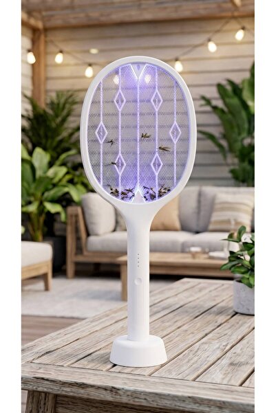 HMO Store Şarj Stantlı Sinek Öldürücü Raket - 3000V Güvenli 3 Katmanlı Led Iş...