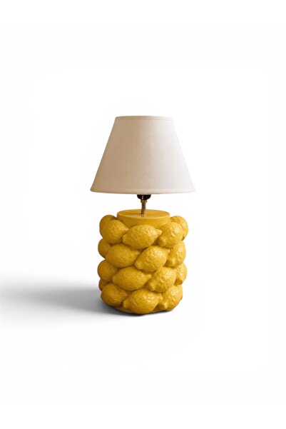 SNM Home Decoration SNM HOME DEVORATİONN- Sarı Limon Detaylı Polyester Abajur