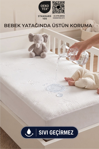 Formeya BabyDry Bambu Desenli Oeko-Tex Sertifikalı Sıvı Geçirmez Fitted Bebek...