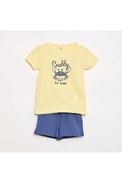 KIABI T-shirt and Shorts Pajama Set - 2 Pieces YELLOW