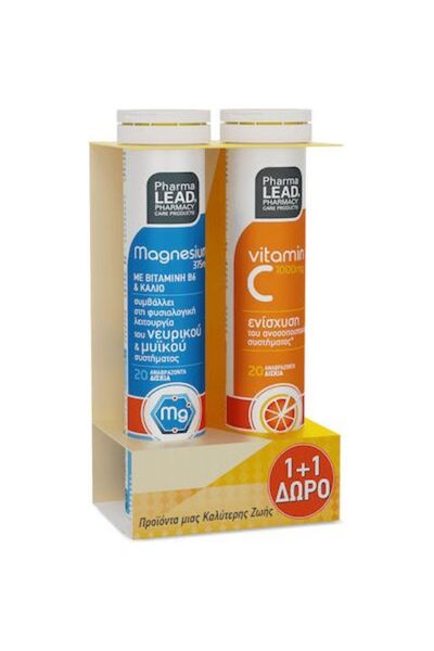 PharmaLEAD Μαγνήσιο με Βιταμίνη Β6 και Κάλιο 20 αναβράζοντα δισκία & Βιταμίνη...