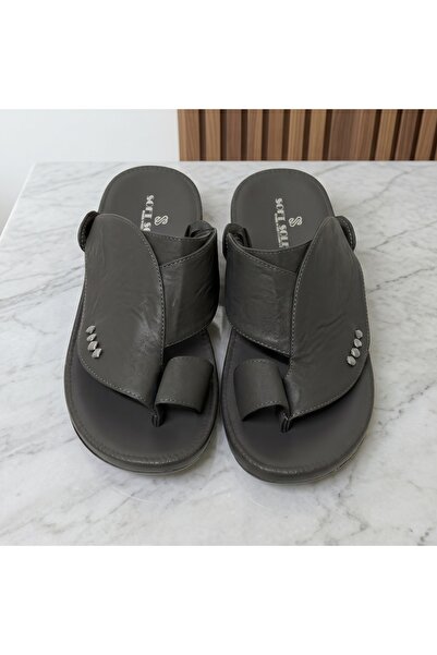 Lucky Steps Men's Toe Loop PU Leather Sandals Soft Sole Slippers Cushioned Co...