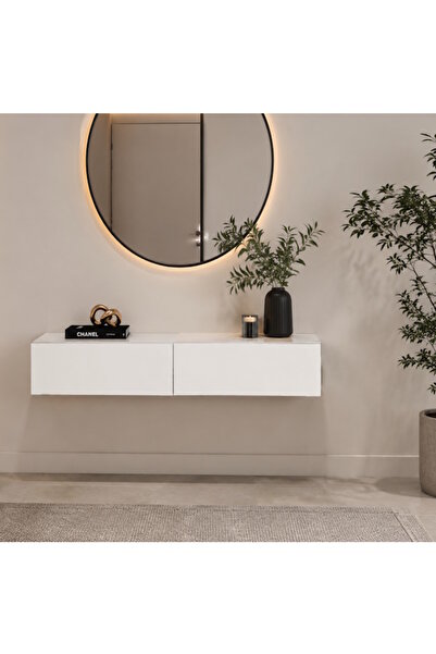 YAMAN DEKORASYON İbiza Modern Beyaz 2 Kapaklı Dresuar Dekoratif Antre & Salon...