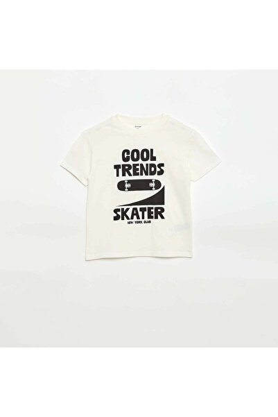 KIABI Printed Short-Sleeved T-Shirt WHITE
