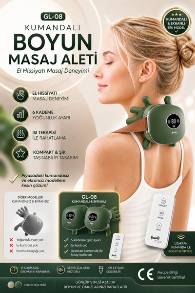 Beauty Vogue GL08 Parmakla Yoğuran El Hissi Sunan, Kumandalı Isıtmalı Dijital...
