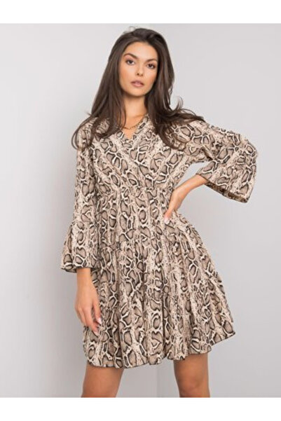 Italy Moda Rochie Dama, ITALY MODA, Poliester, Rochie dreapta, Bej, model DHJ...