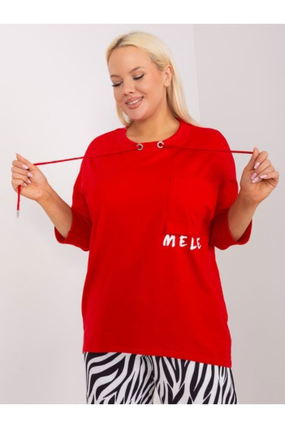melle Bluza Dama Maneca 3/4, Decolteu rotund, MELLE, Rosu Casual Model RV-BZ-...