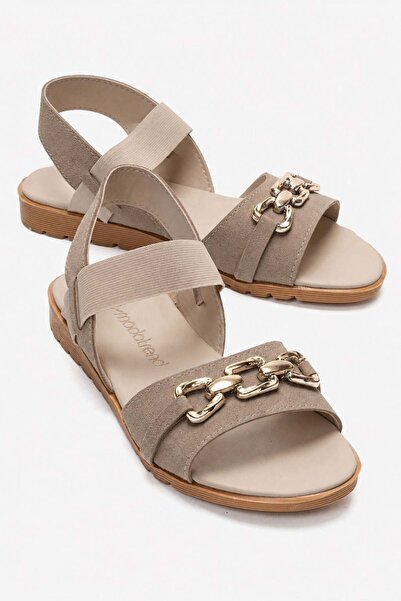 CCWAY AYAKKABI Single Buckle Ribbed Women's Sandals Vi̇zon