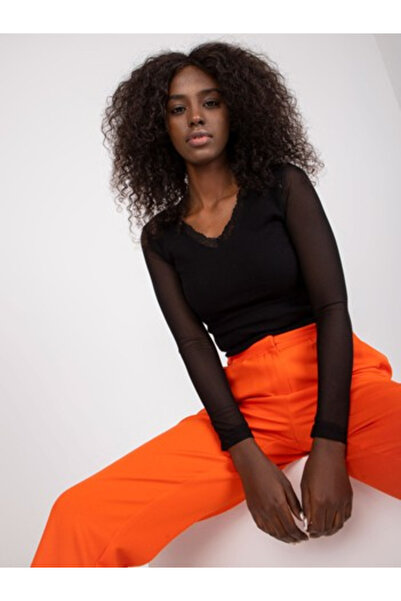 rue parıs Bluza Dama, RUE PARIS, Bumbac, Maneca lunga, Negru, model RV-BZ-783...