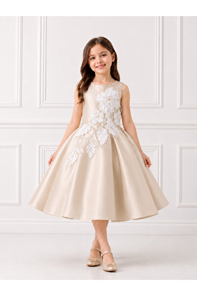 Moky Dizayn Children's Dress with Embossed Roses