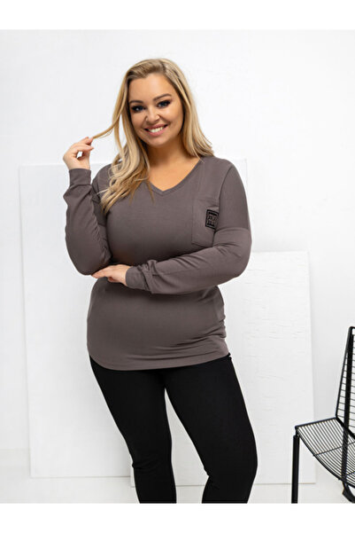 Relevance Bluza Dama Maneca lunga, Decolteu in V, RELEVANCE, Maro Model RV-BZ...